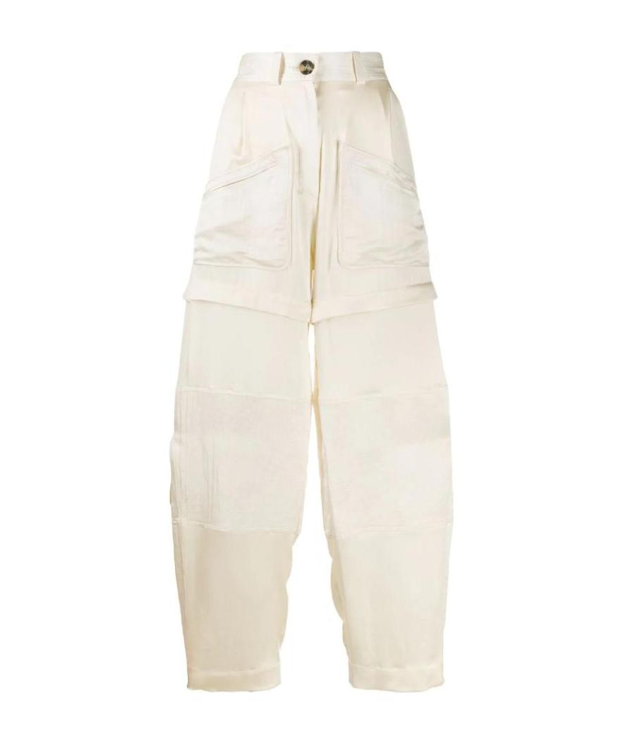 Lanvin Pants In Beige Silk In White