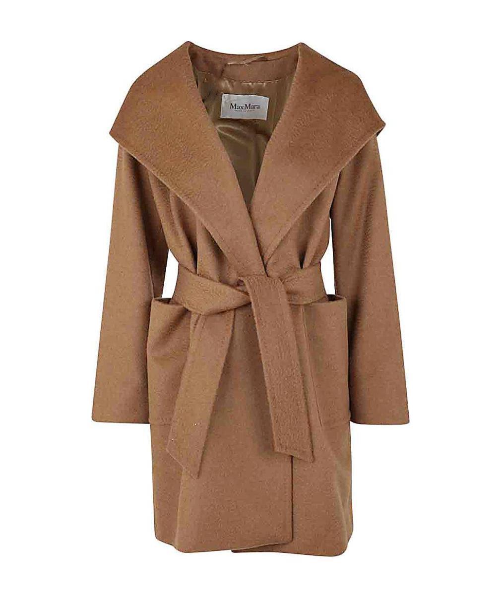 Max Mara Long-sleeved Lace-up Coat In Brown