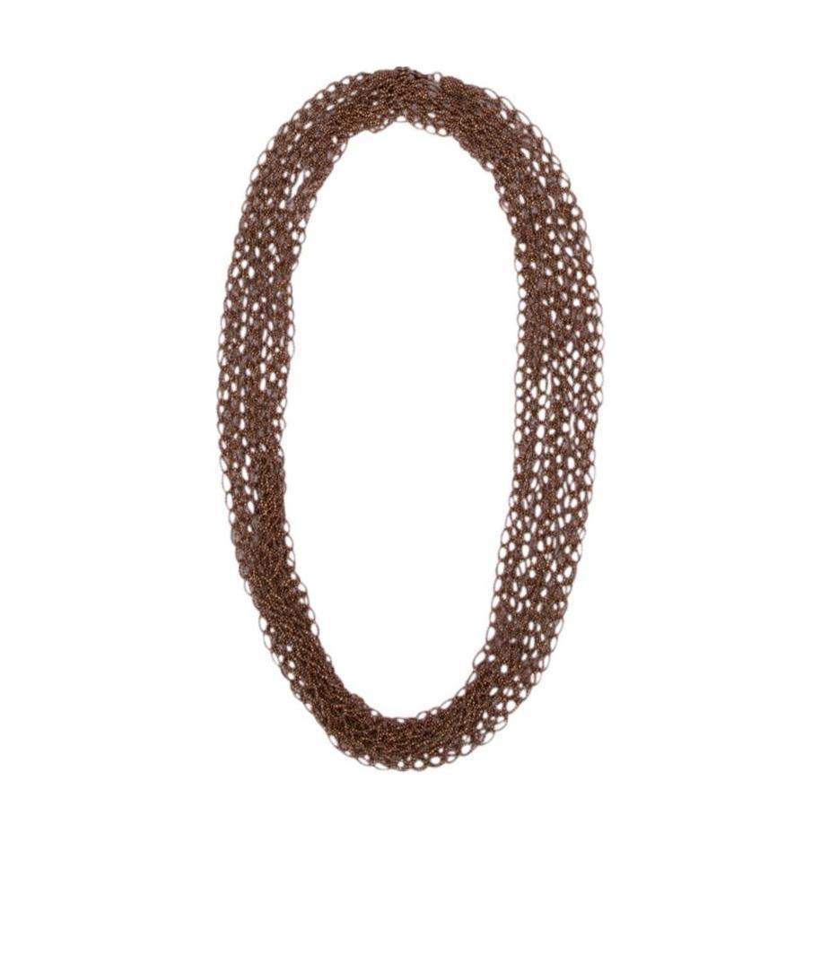 Brunello Cucinelli Rose Gold Chain Link Necklace In Yellow