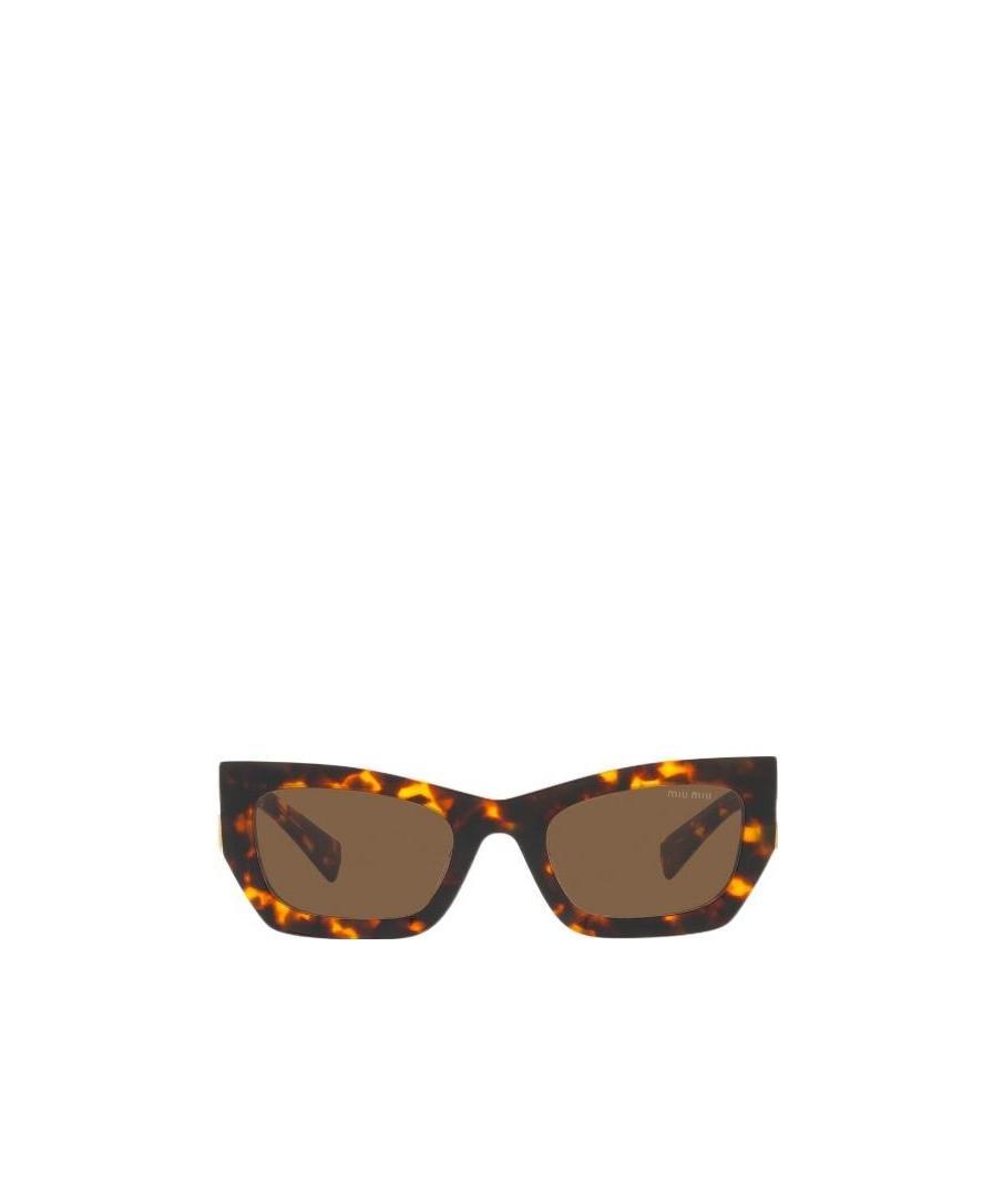 Miu Miu Logo Sunglasses In Brown