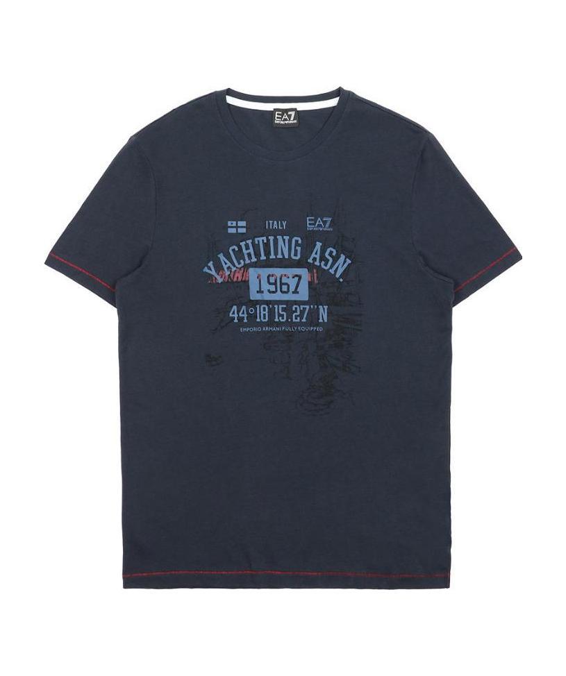 Ea7 Round-necked Logo T-shirt In Black