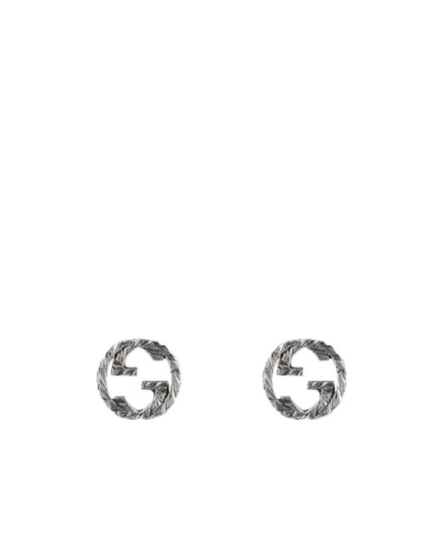 Gucci Engraved Interlocking G Earrings In Gray