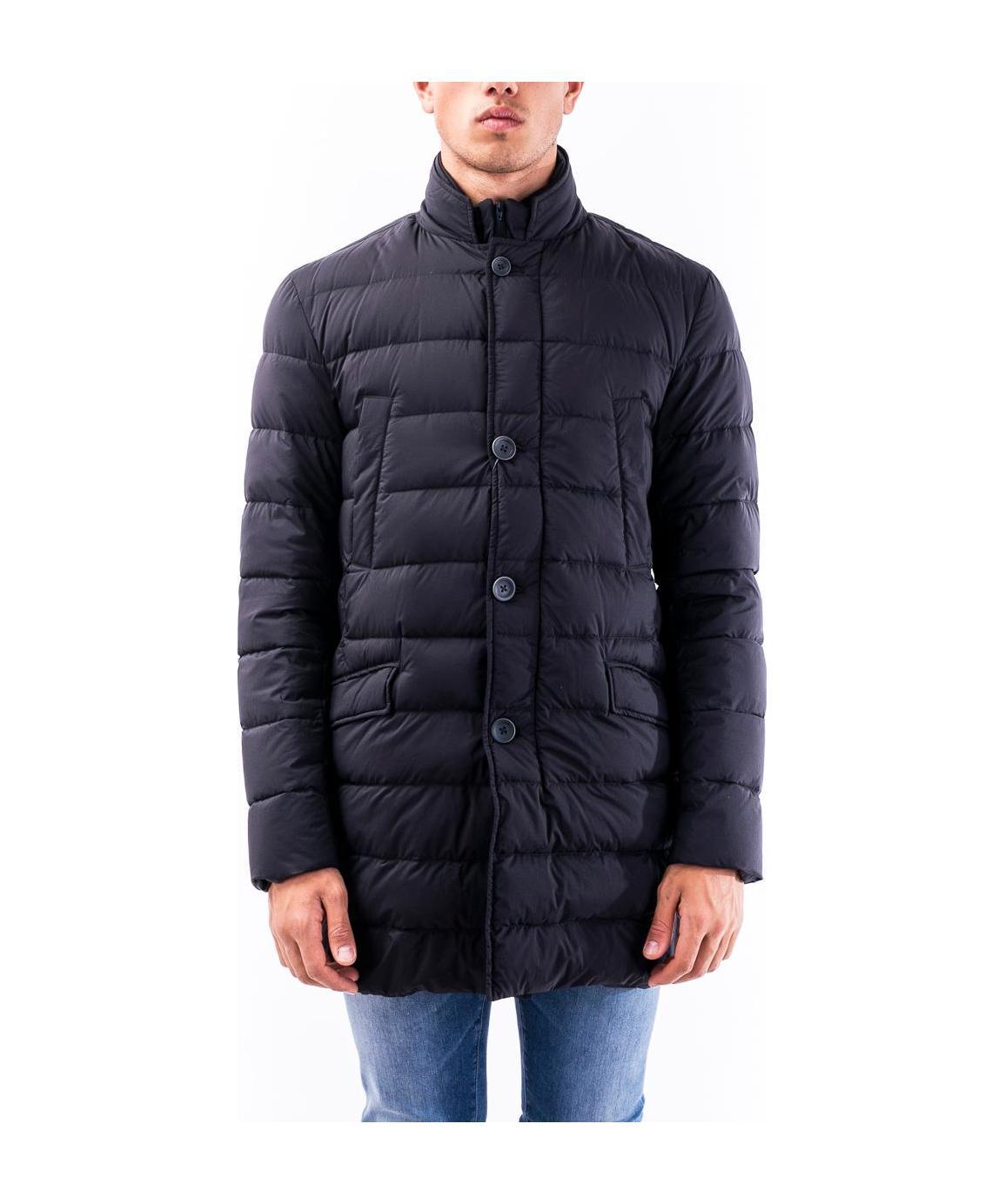Herno Feather Coat With Legend Line Pi007ule19288 9460 In Black