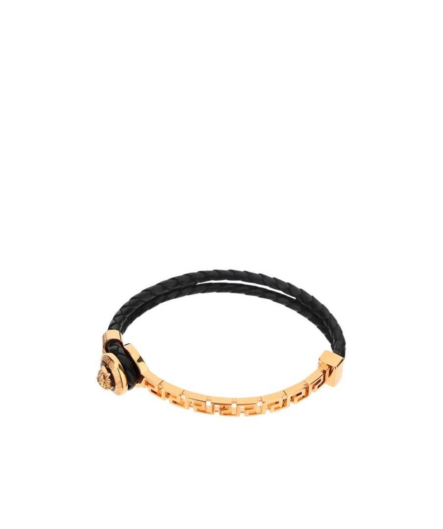 Versace Greek Key Rope Bracelet In Black