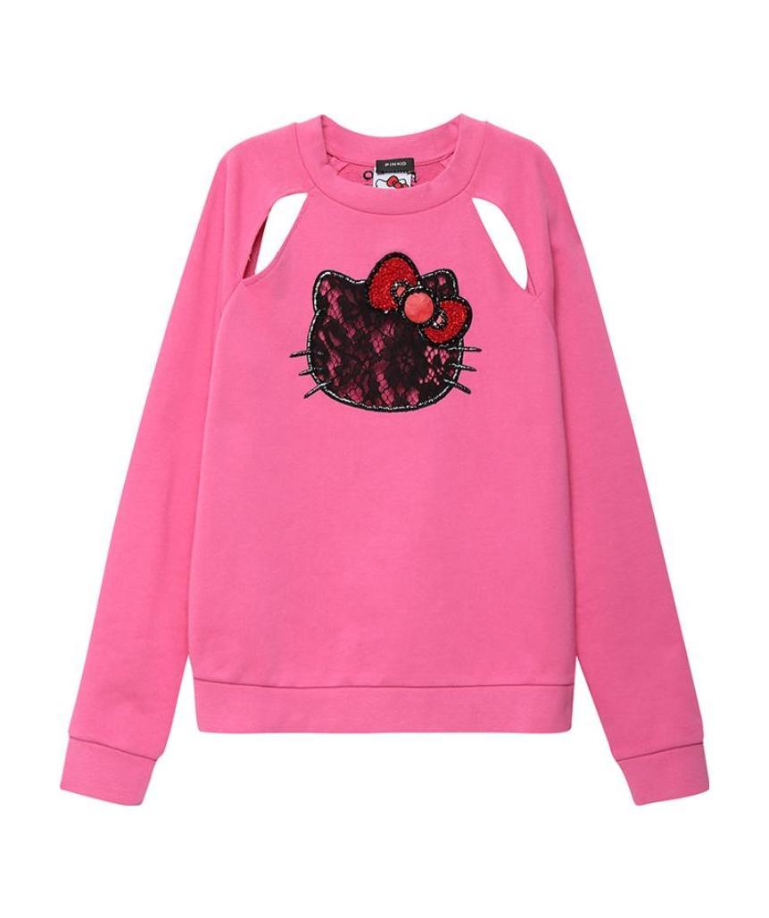Pinko X Hello Kitty Dig And Cut The Details Of The Sweater. In Pink