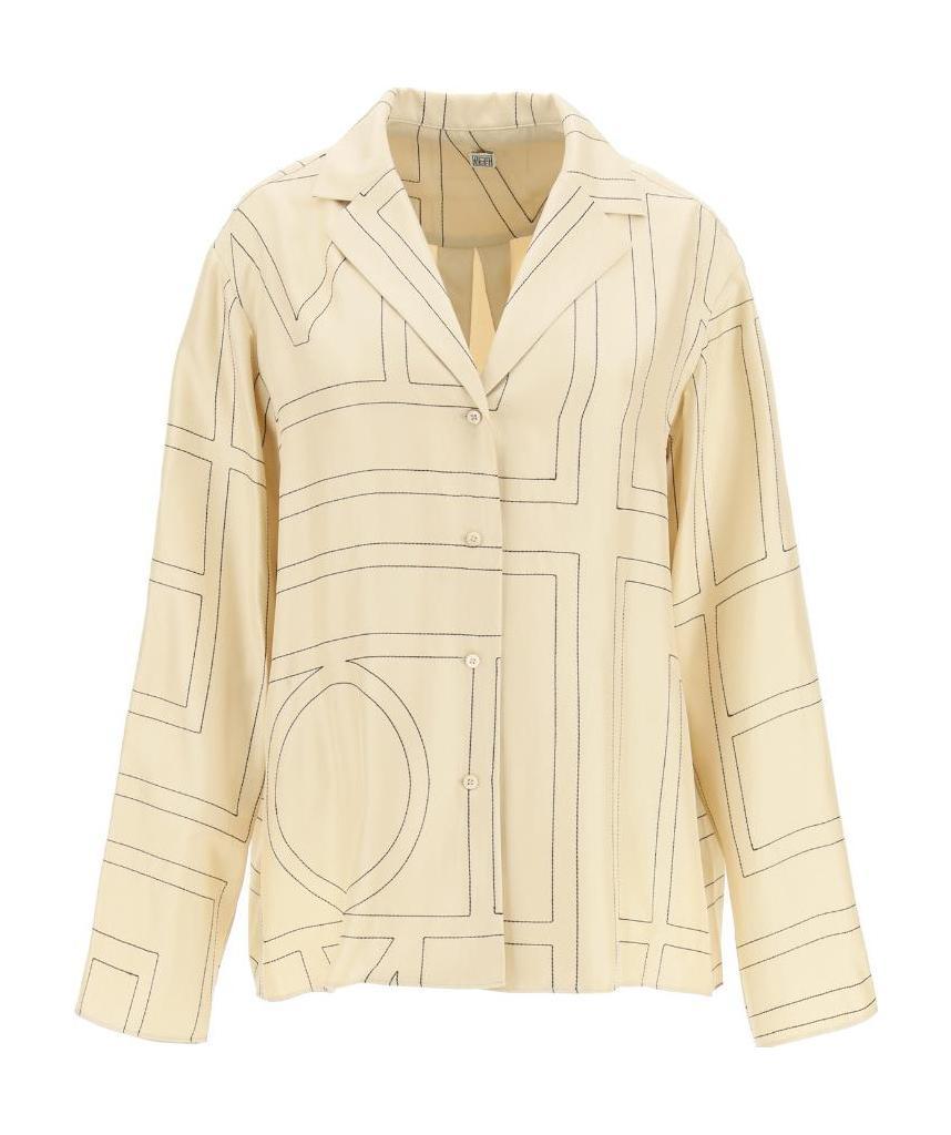 Totême Silk Shirt With Monogram Logo Embroidery In Neutral