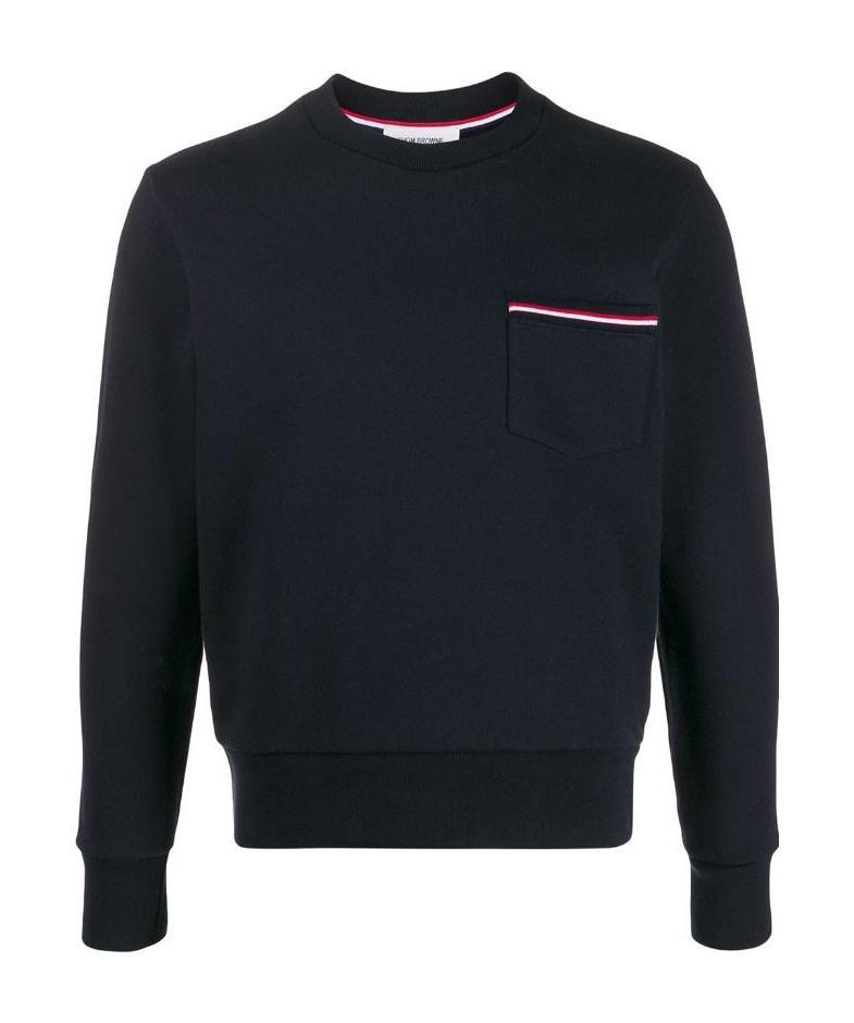 THOM BROWNE LOOPBACK STRIPE POCKET SWEATSHIRT