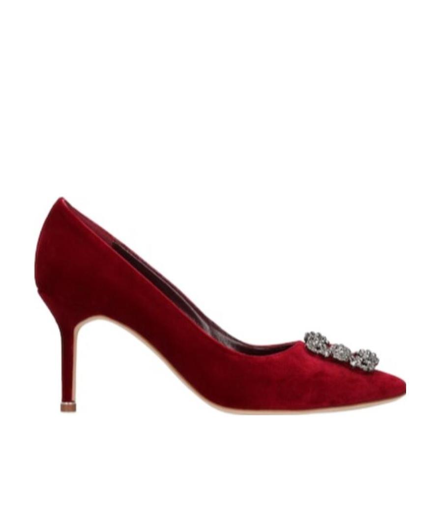 Manolo Blahnik Logo Velvet High Heels