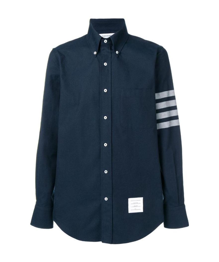 Thom Browne Flannel 4-bar Shirt In Blue