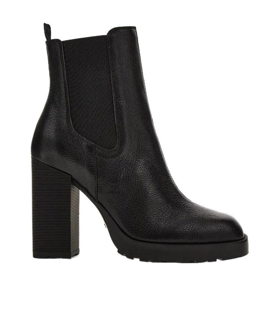Hogan Elasticated-panel Ankle Leather Boots In Black