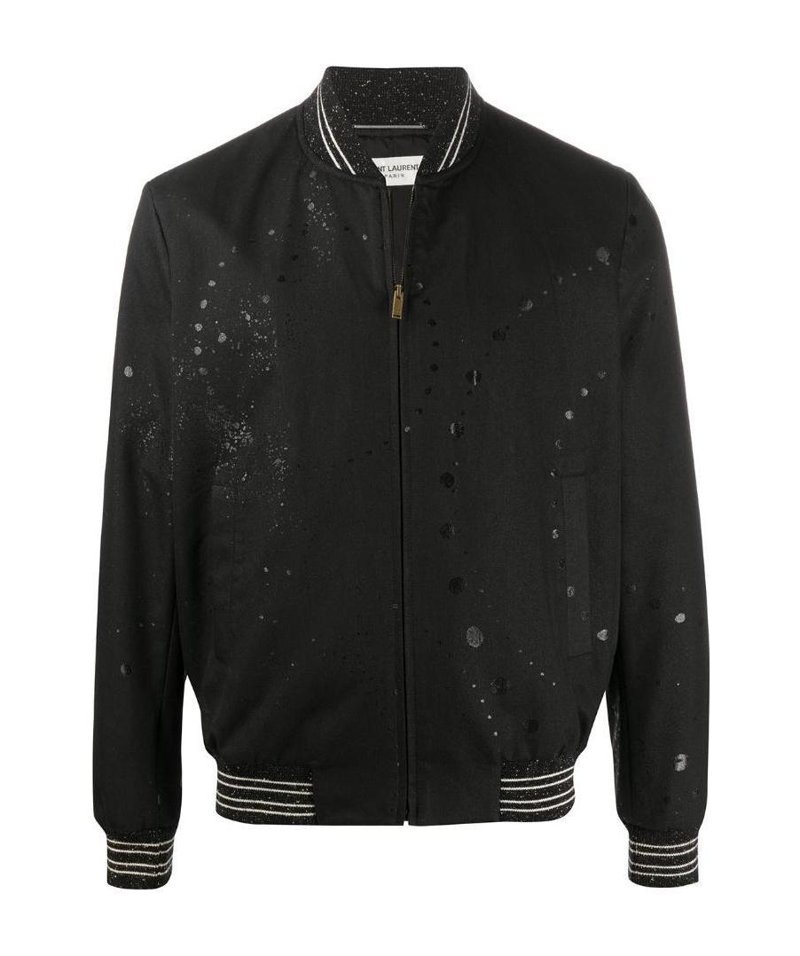 Saint Laurent Painted Baseball Casual Jacket In Black