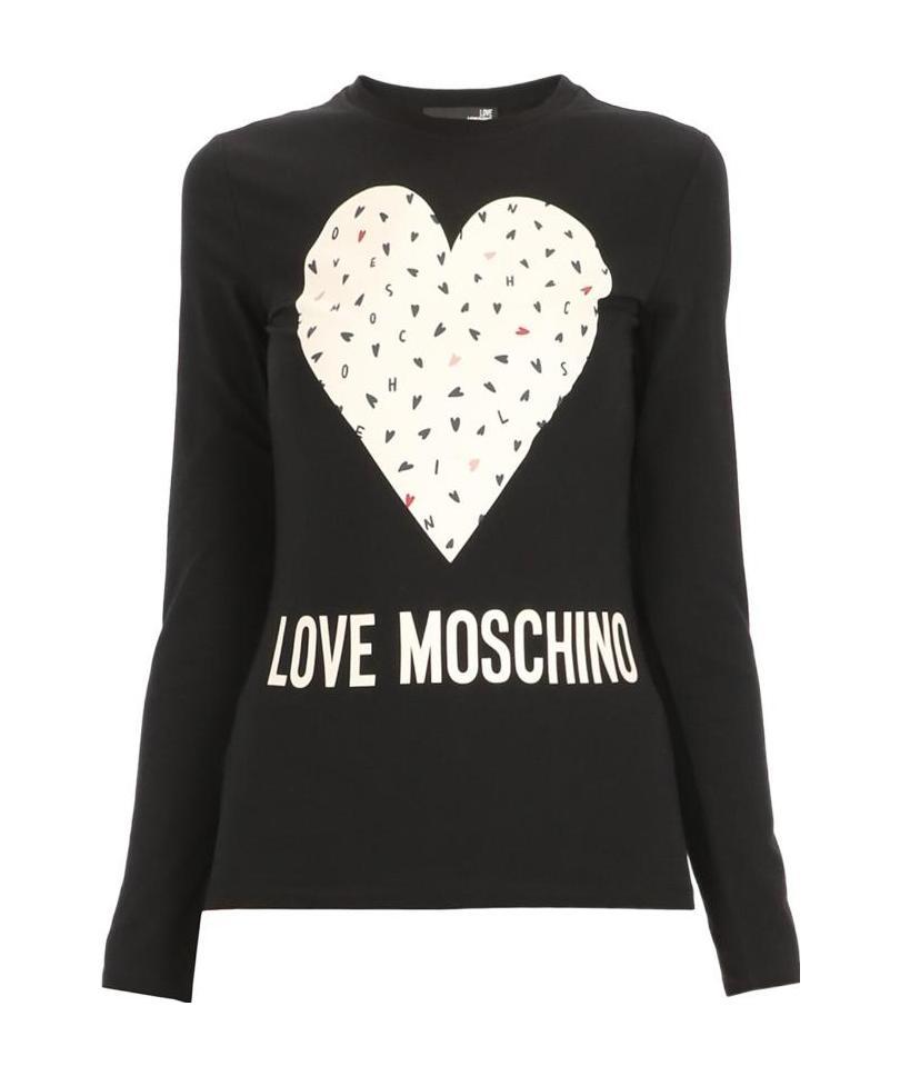Moschino T-shirt With Round Neck And Long Sleeves In Black