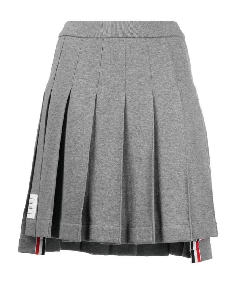 Thom Browne Striped Pleated Miniskirt In Gray