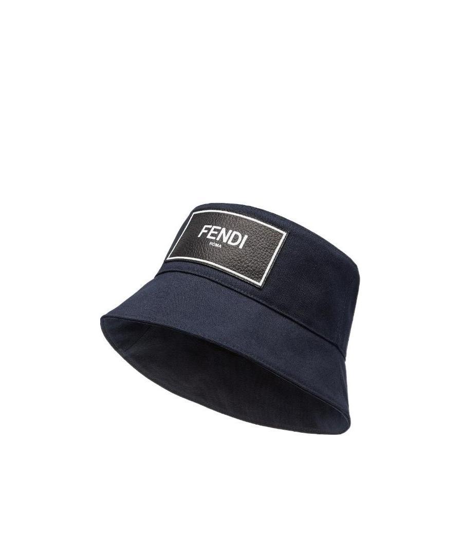 Fendi Logo-patch Bucket Hat In Blue