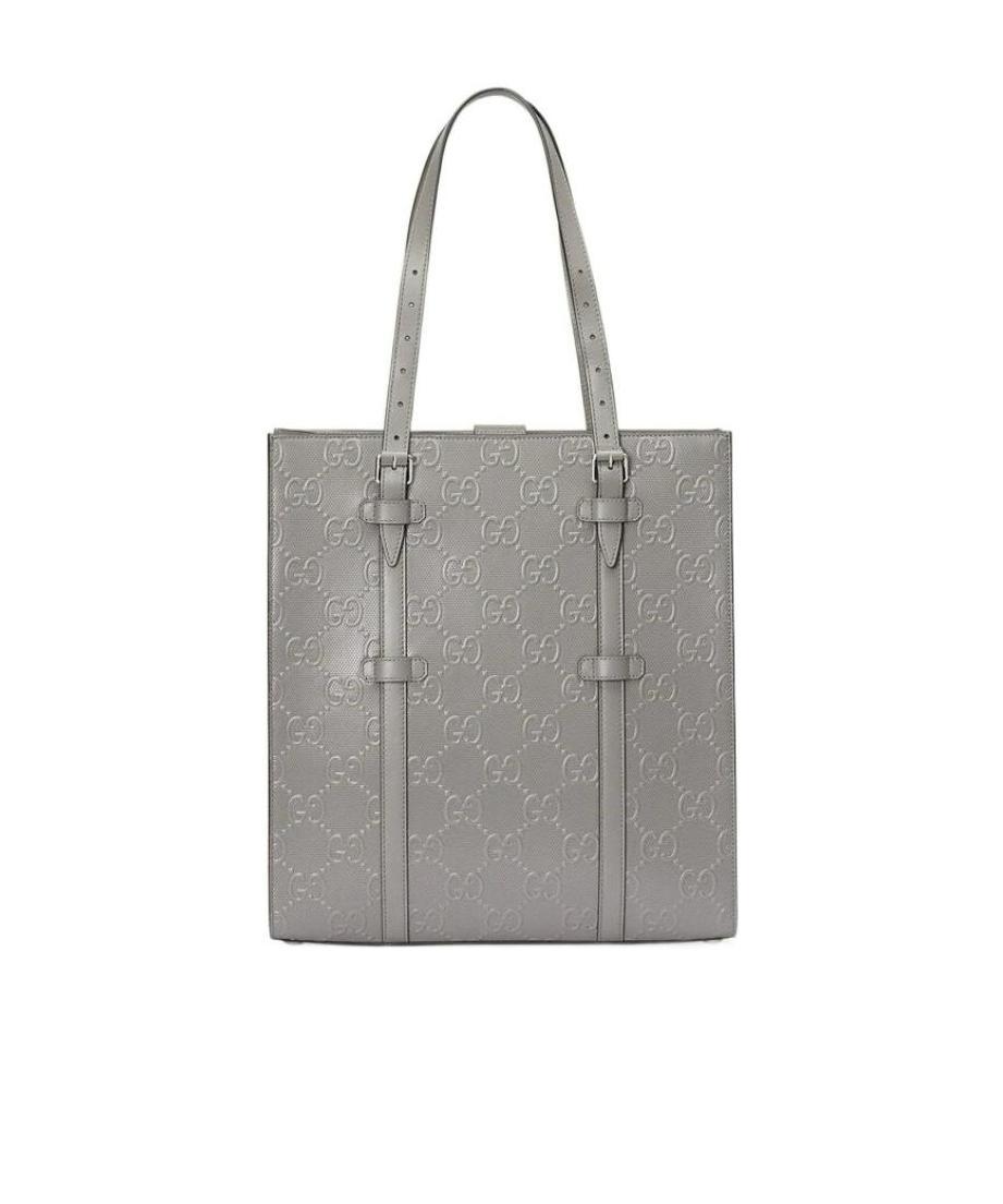 Gucci Gg Supreme Leather Tote Bag In Gray