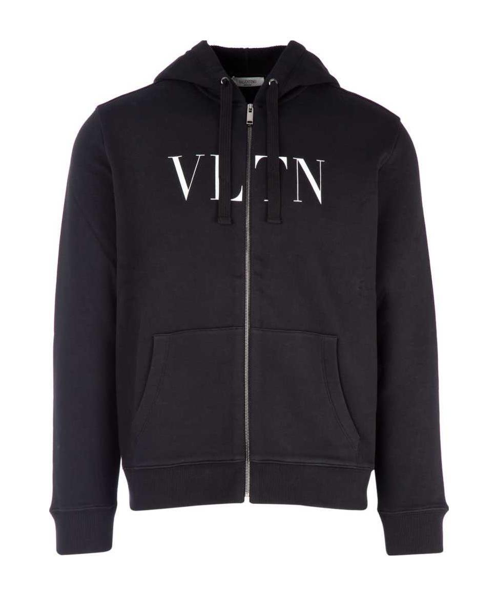 Valentino Vltn Print Hoodie In Black