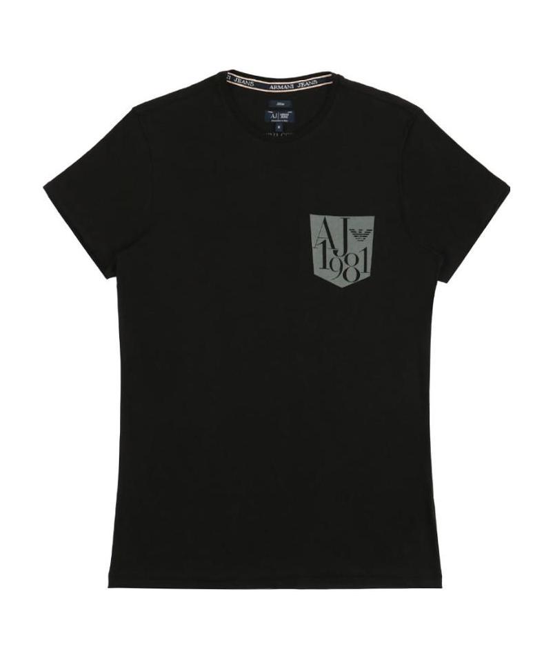 Armani Jeans Round-necked Logo T-shirt In Black
