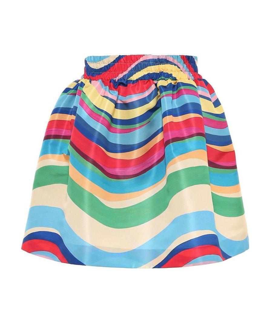 Shop Red Valentino Rainbow Wave Printed Skirt In Multicolor