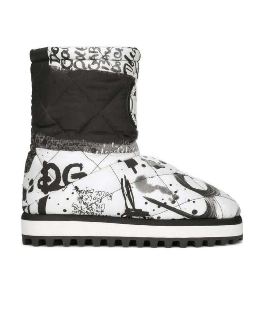 Dolce & Gabbana Nylon Ankle Boots With Logo Print In Black