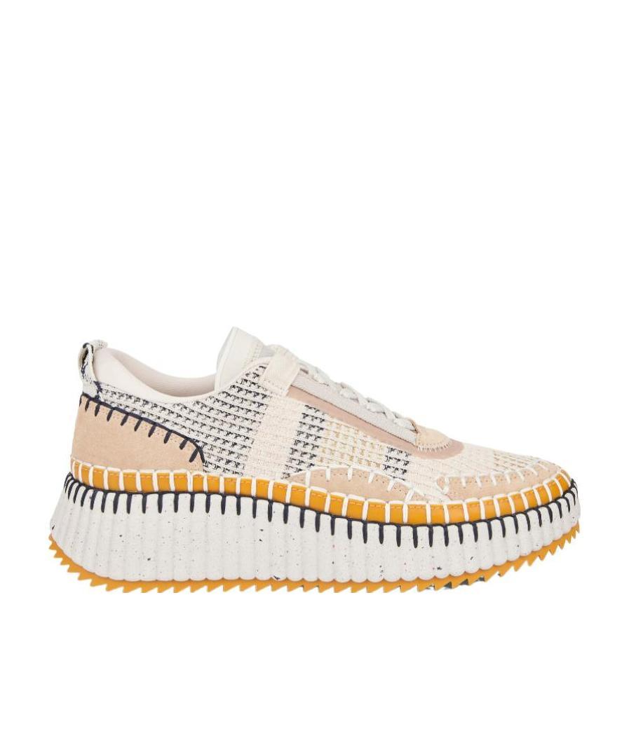 Chloé Nama Embroidered Suede And Recycled-mesh Sneakers In White