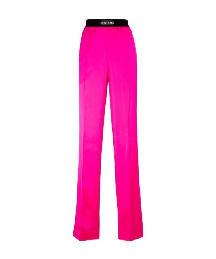 Tom Ford Logo-patch Straight-leg Trousers In Pink