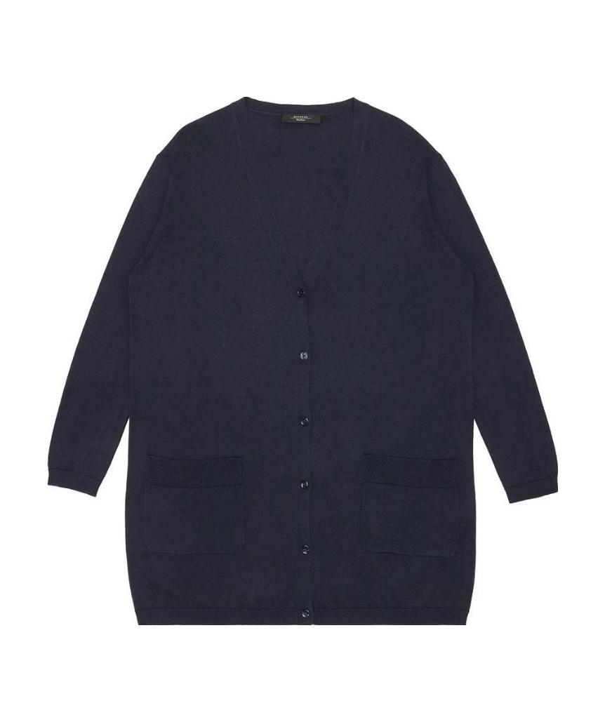 Weekend Max Mara Long-sleeved Knitted Cardigan In Blue
