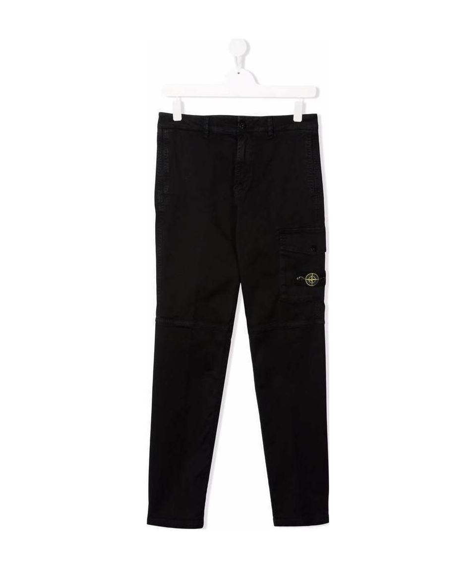 Stone Island Slim-cut Logo Trousers In Black