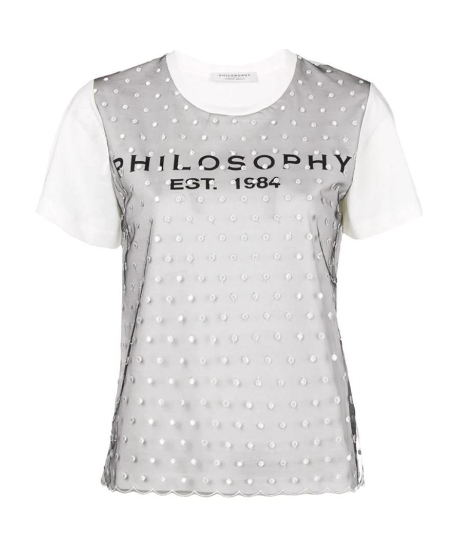 Shop Philosophy Di Lorenzo Serafini Lace Short-sleeved T-shirt In White
