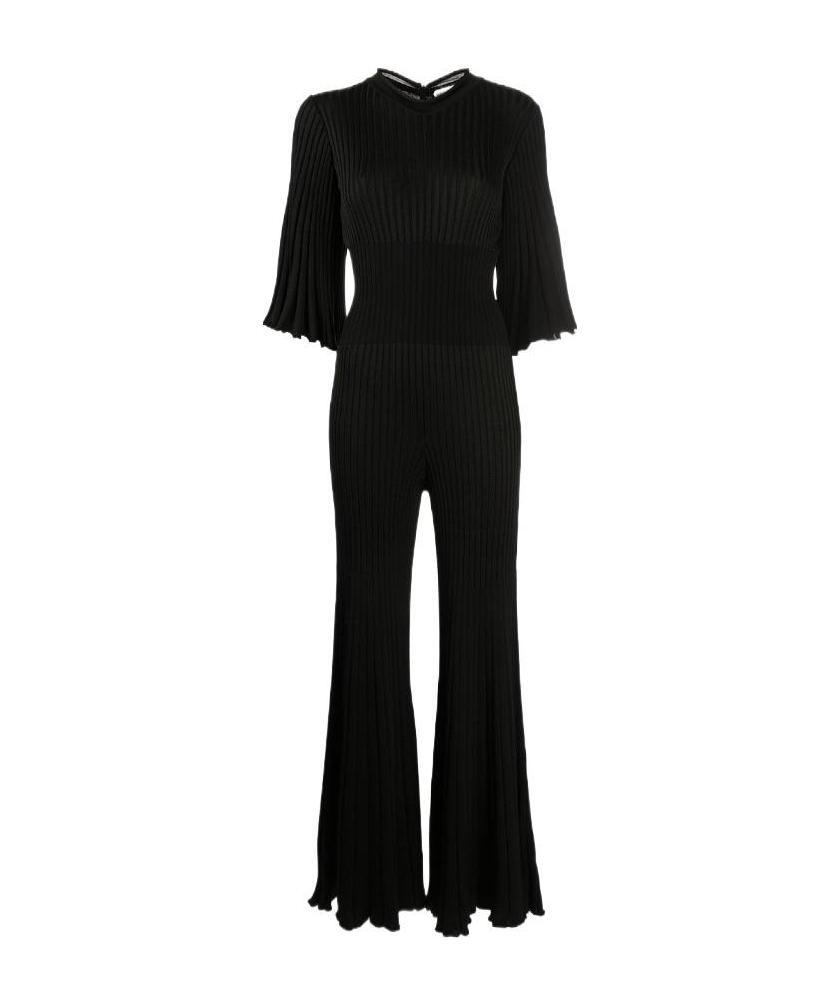 Bottega Veneta Ruffled Pleated Jumpsuit In Black