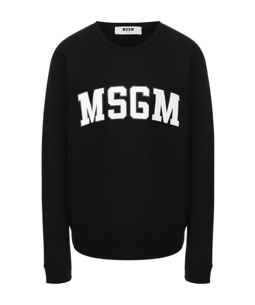 Msgm Printed Logo Sweater In Black