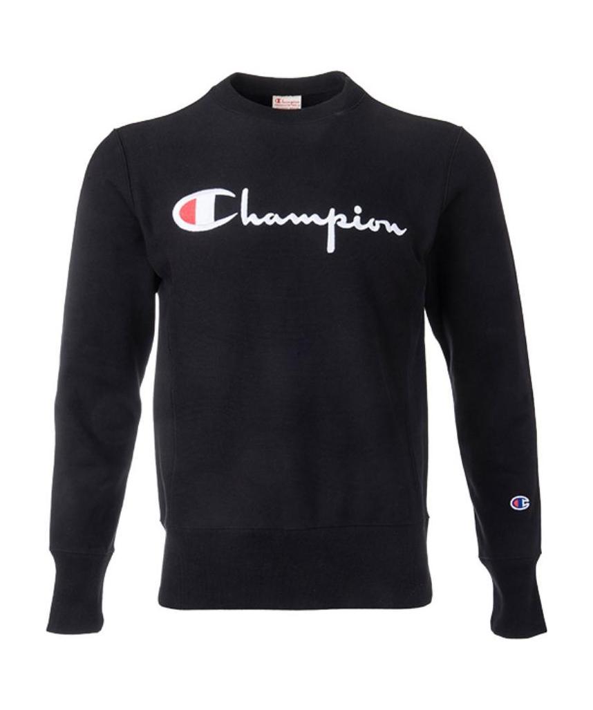 Champion Logo Print Pattern Sweatshirt In Black