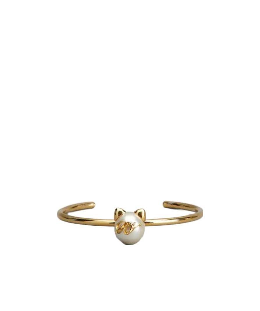 Roger Vivier Pearl Cat Bracelet In Gold