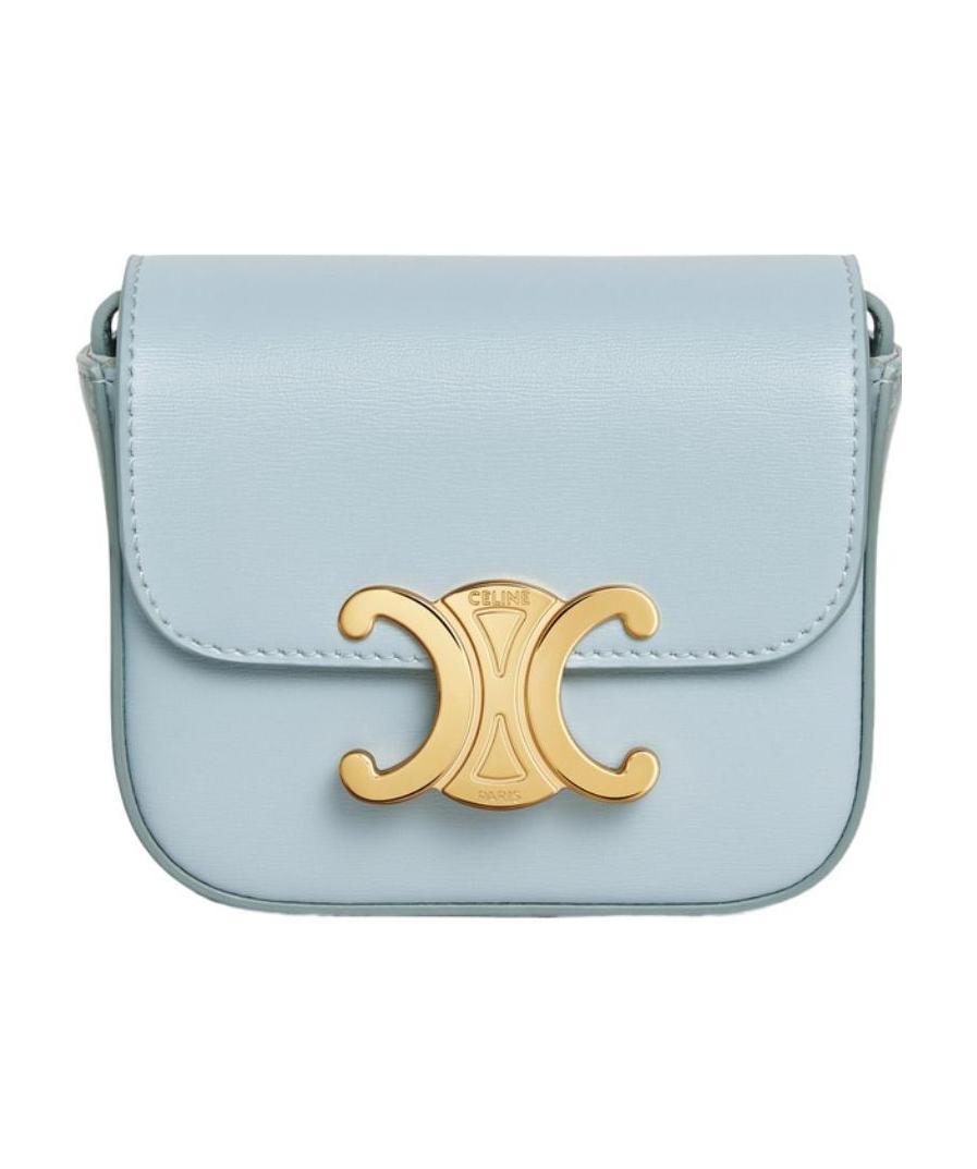 Celine Triomphe Mini Logo Shoulder Bag In Blue