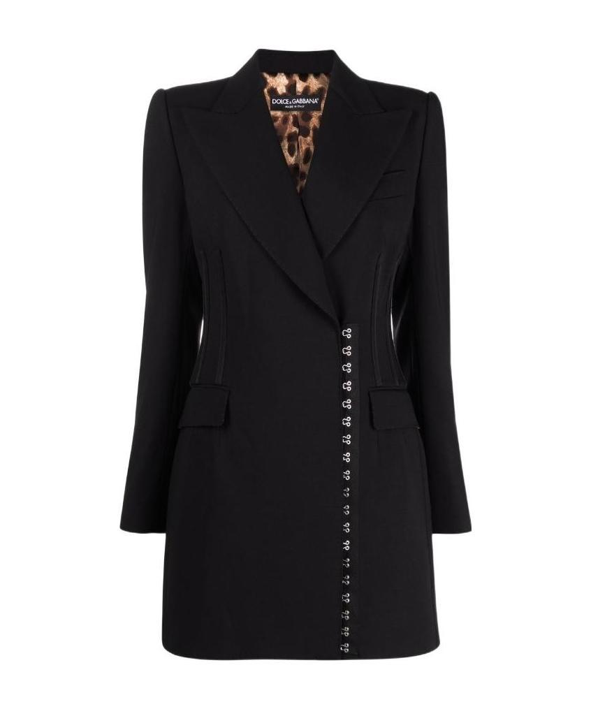Dolce & Gabbana Side-fastening Virgin Wool Coat In Black