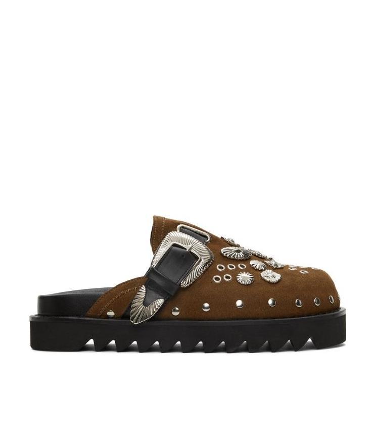 Toga Virilis Ssense Exclusive Tan Eyelet Metal Sabot Loafers In Black
