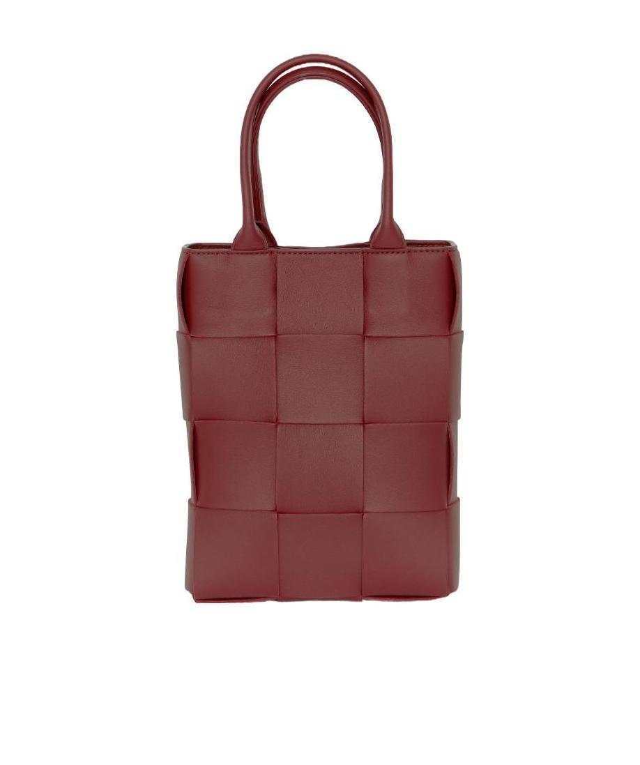 Bottega Veneta Mini Cassette Intreccio Tote Bag In Red