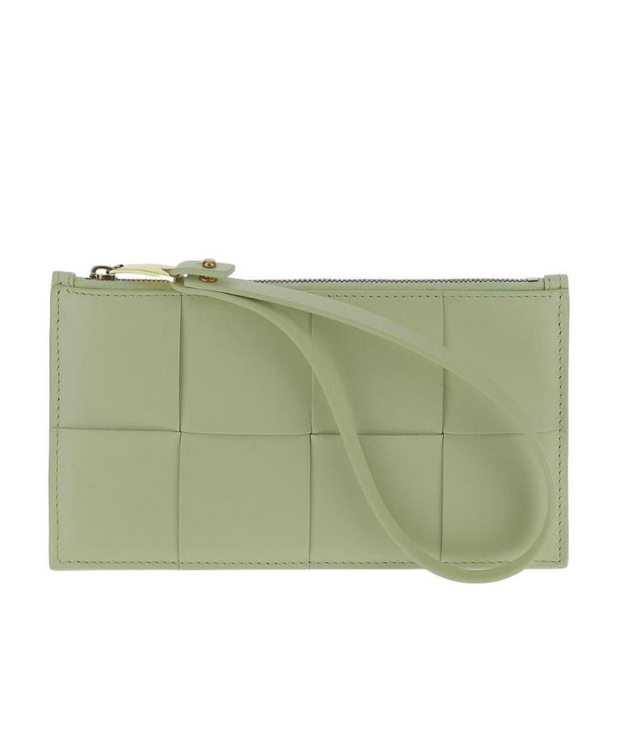 Shop Bottega Veneta Maxi Intrecciato Leather Zipped Pouch In Green