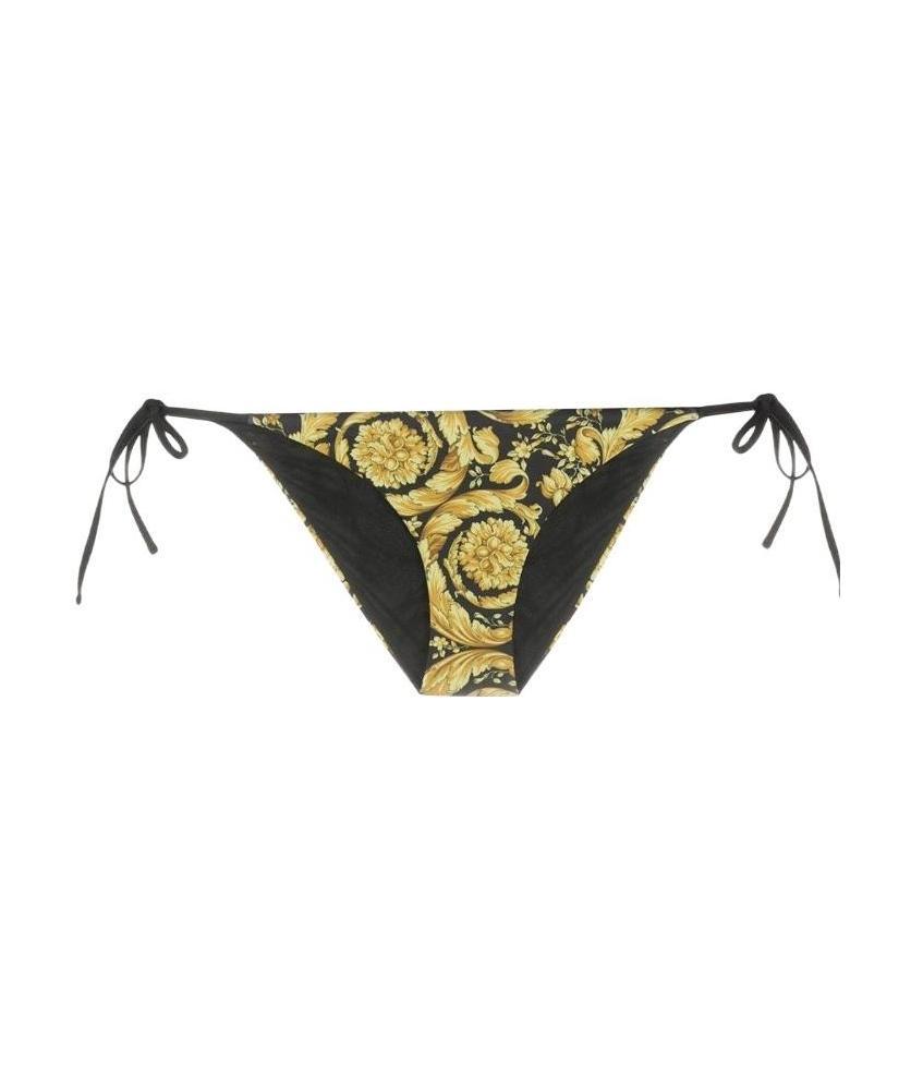 Versace Barocco Print Bikini Bottoms In Green