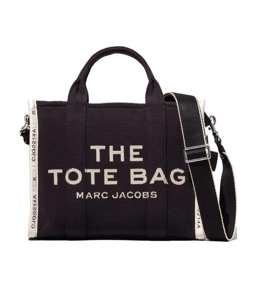 Marc Jacobs 'the Medium Tote' Black Tote Bag With Contrasting Logo Embroidery In Black