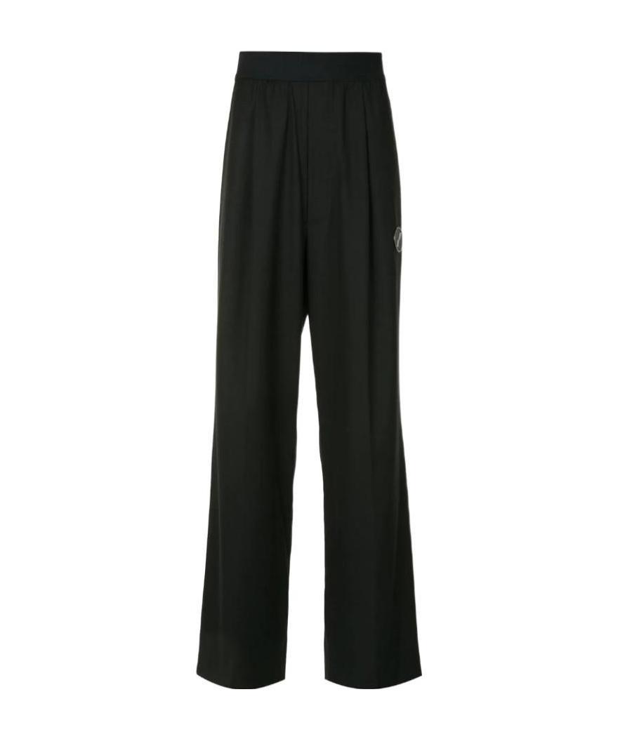 We11 Done Elasticated Wide Leg Trousers In Black
