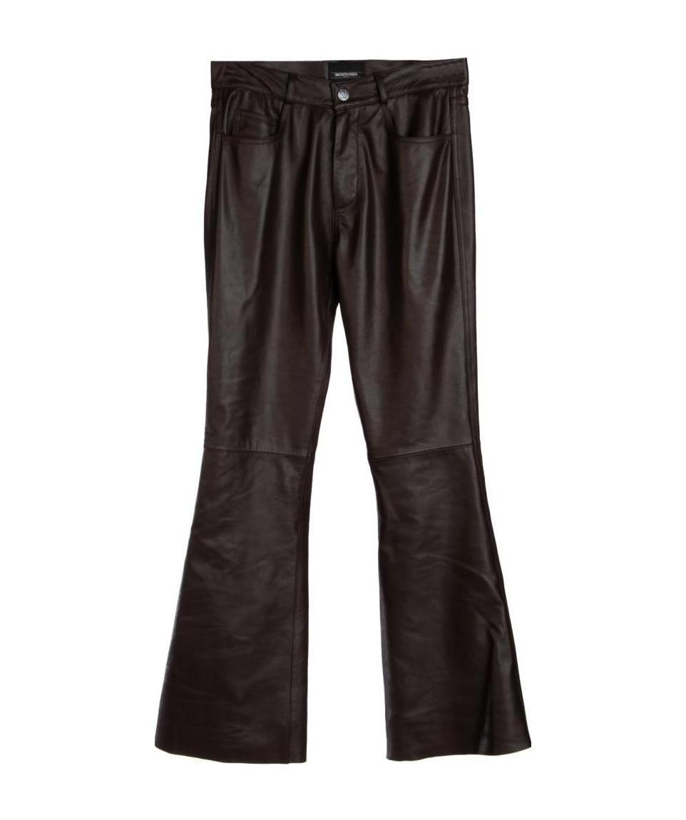 Simonetta Ravizza Wide Leg Leather Pants In Black