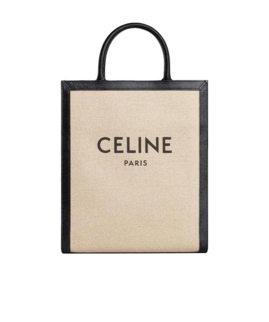 Celine Capas Small Fabric Cow Leather Print Vertical Handbag In Nude
