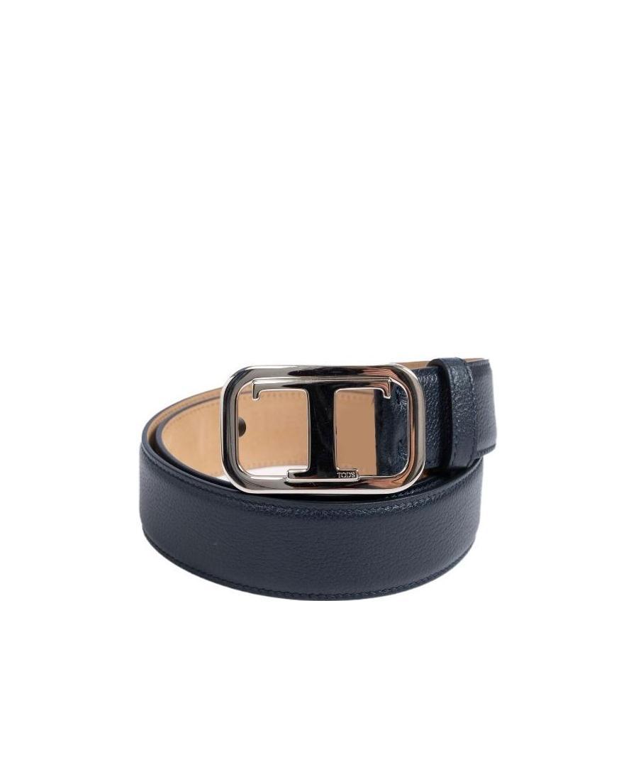 Tod's T Logo Plaque Buckle Belt In Black