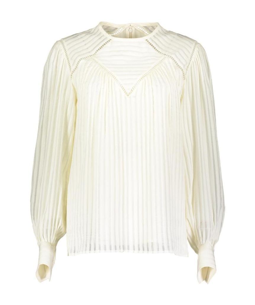 Chloé Round Hole Embroidered Blouse In White