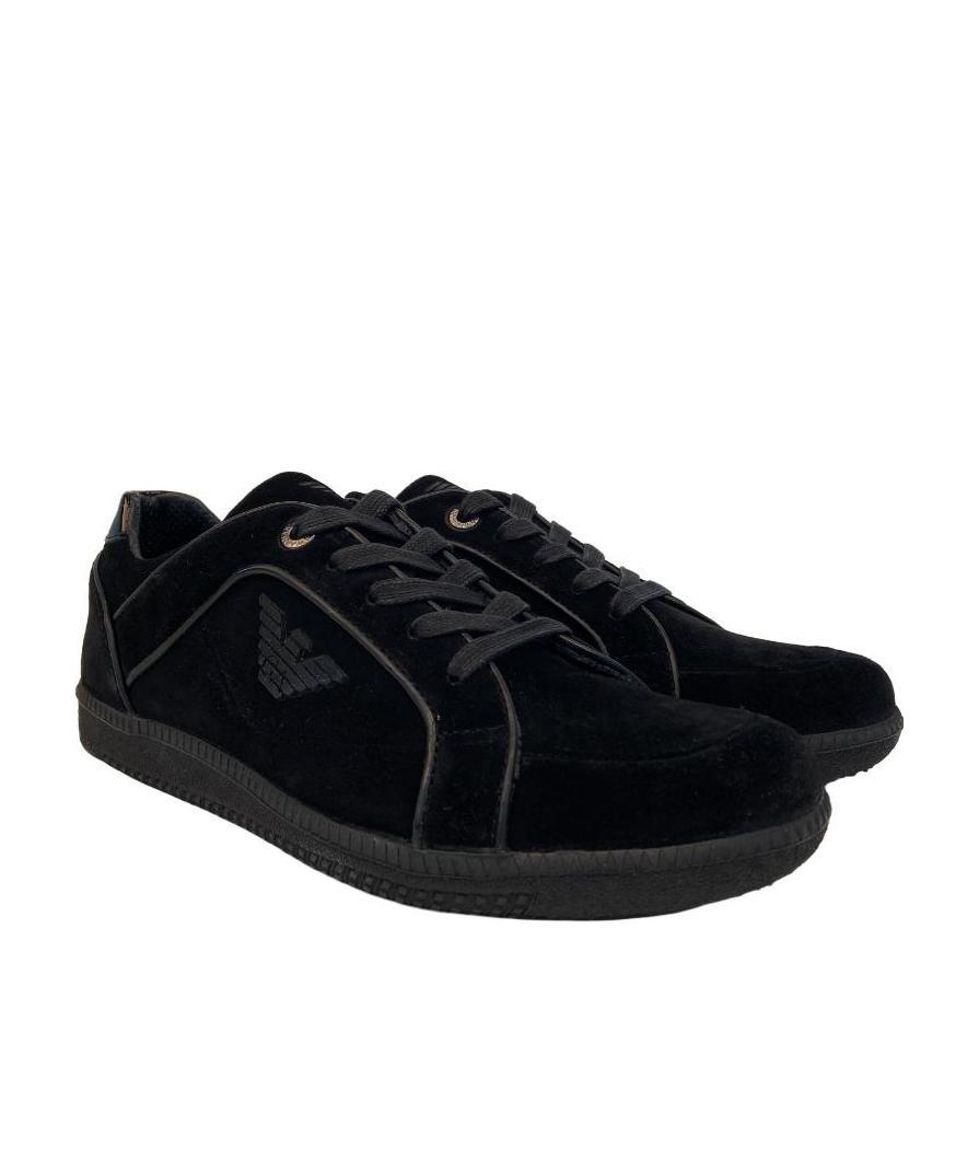 Emporio Armani Logo Details Casual Sports Shoes In Black