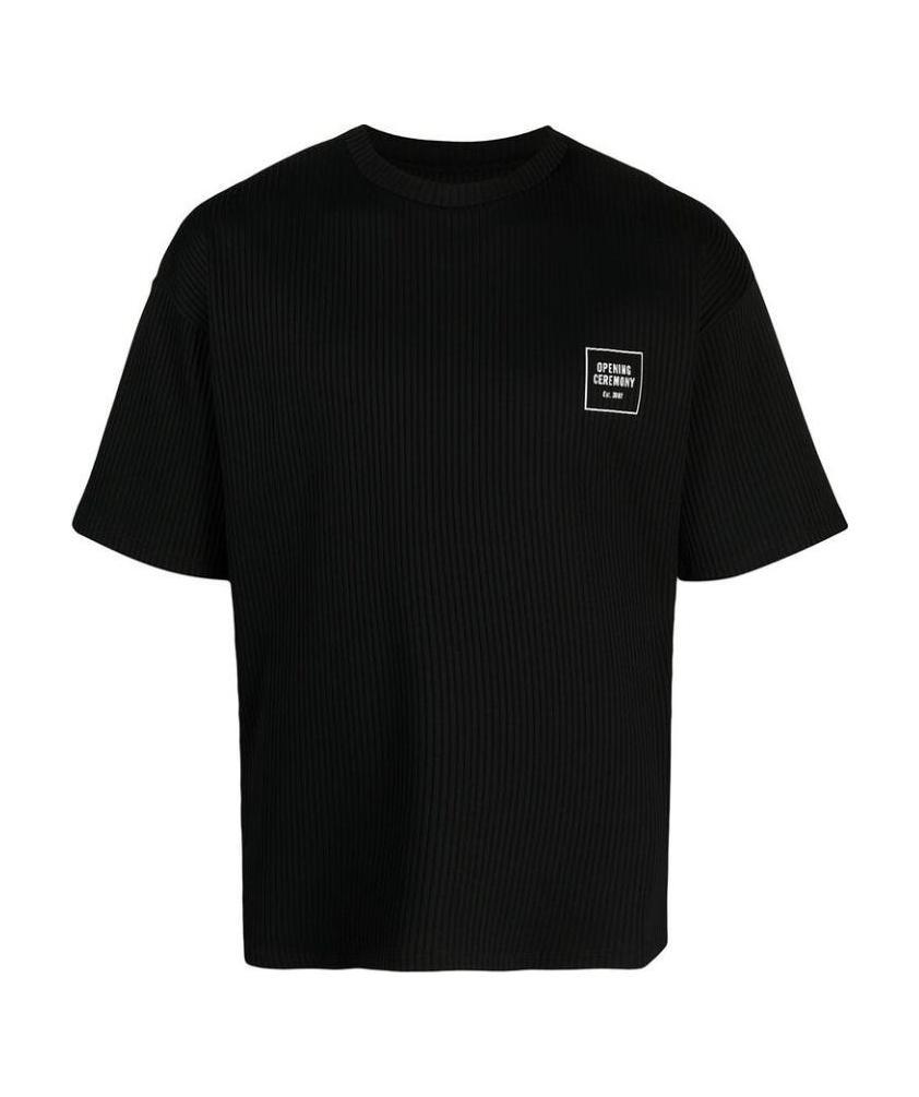 Opening Ceremony Logo-print Ribbed T-shirt In Black