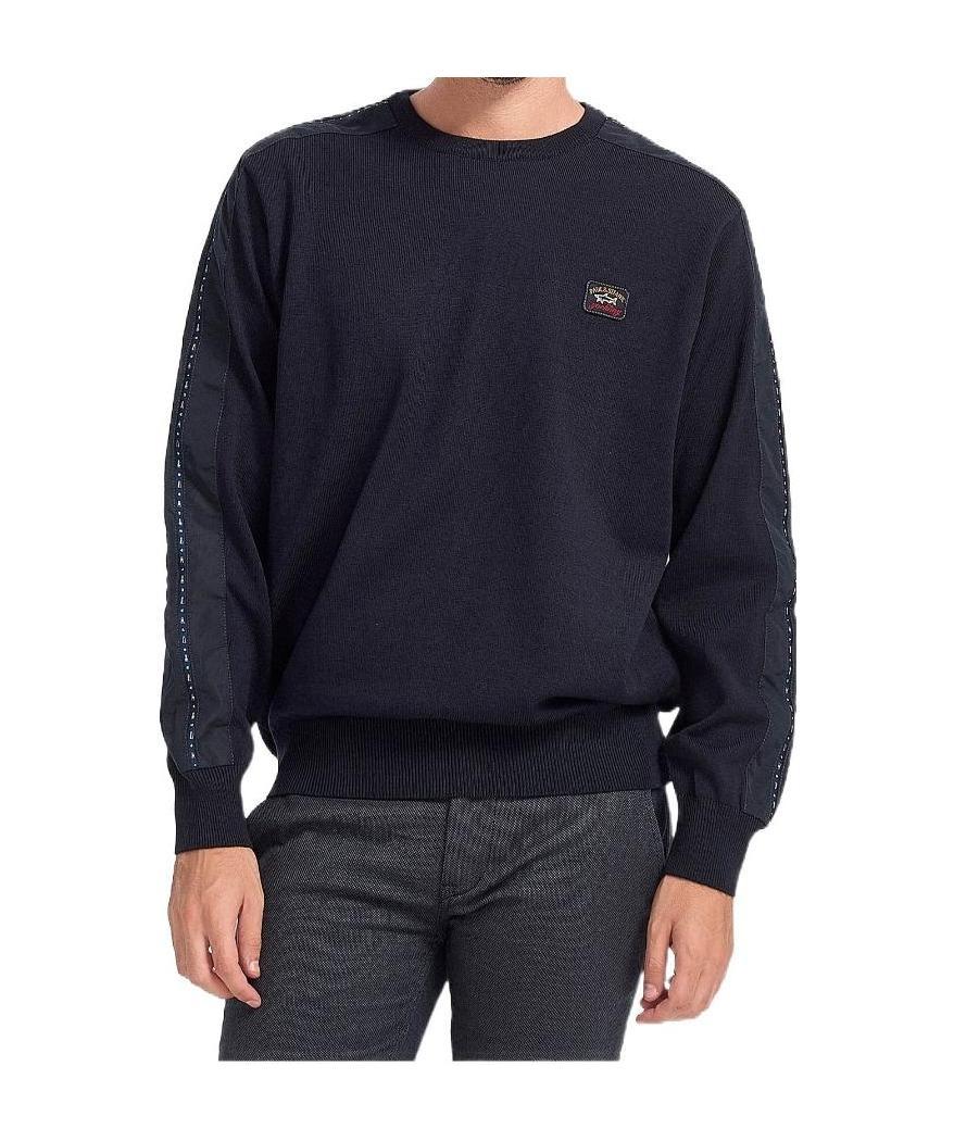 Paul & Shark Navy Blue Round-neck Logo Pullover In Black