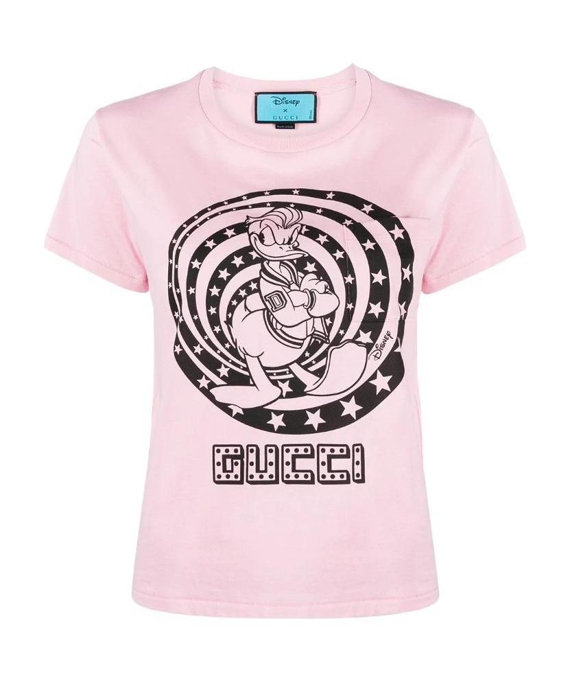 Gucci X Disney Donald Duck Cotton T-shirt In Pink