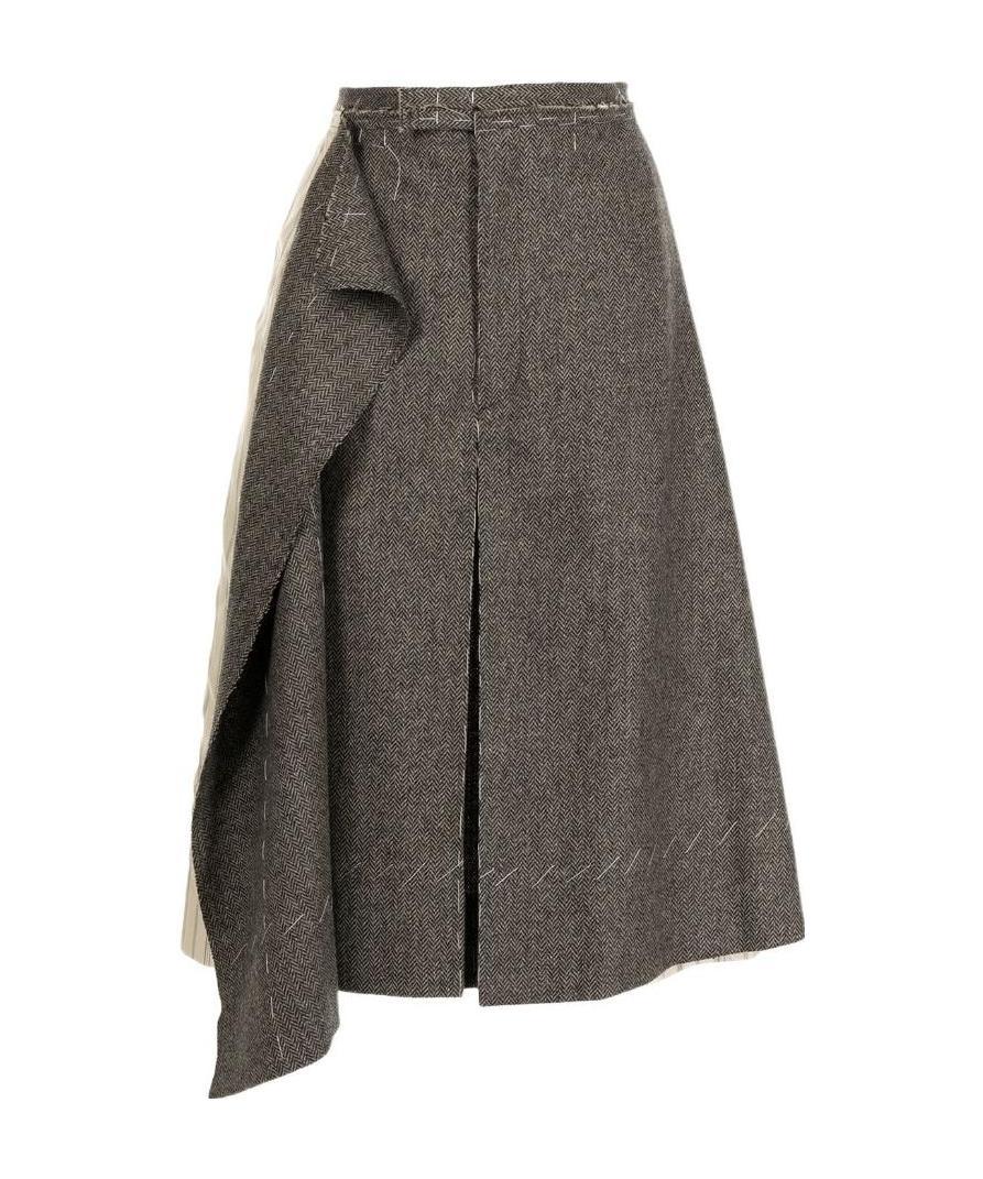 Maison Margiela Asymmetric Wool-panel Shorts In Black