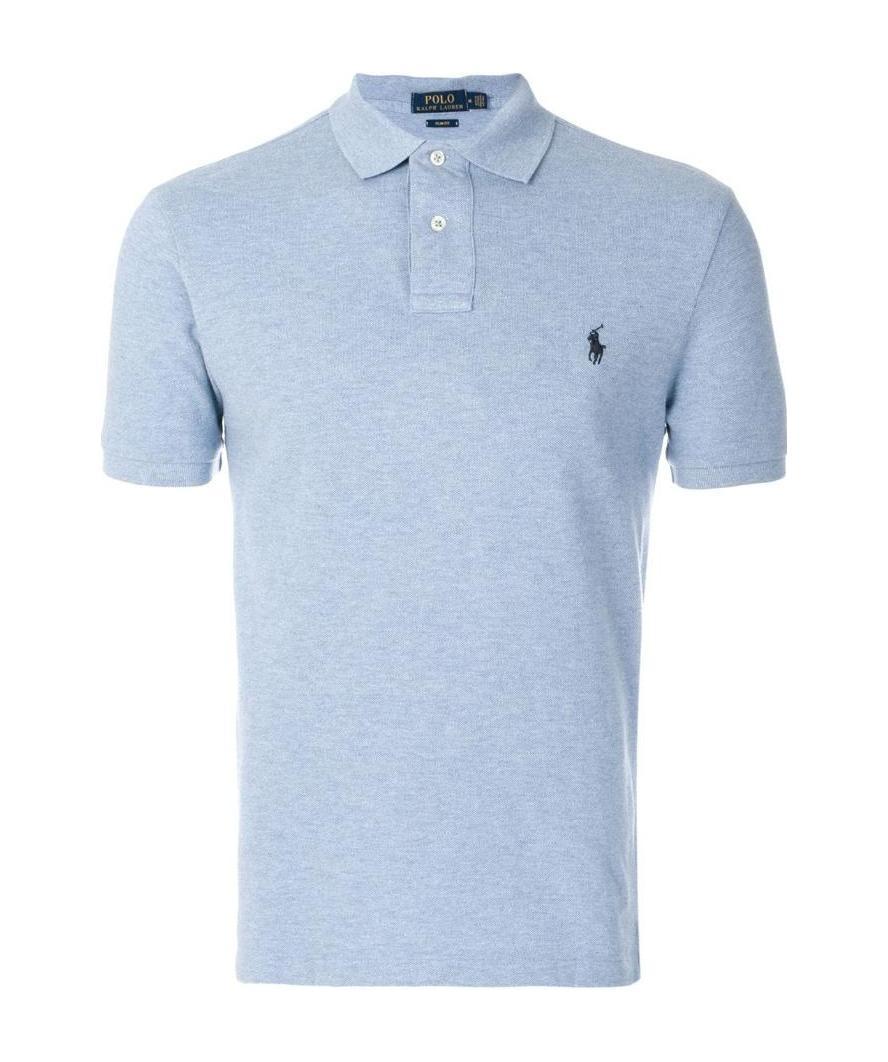 Polo Ralph Lauren Refined Cotton Piquet Polo With Longer Back In Blue